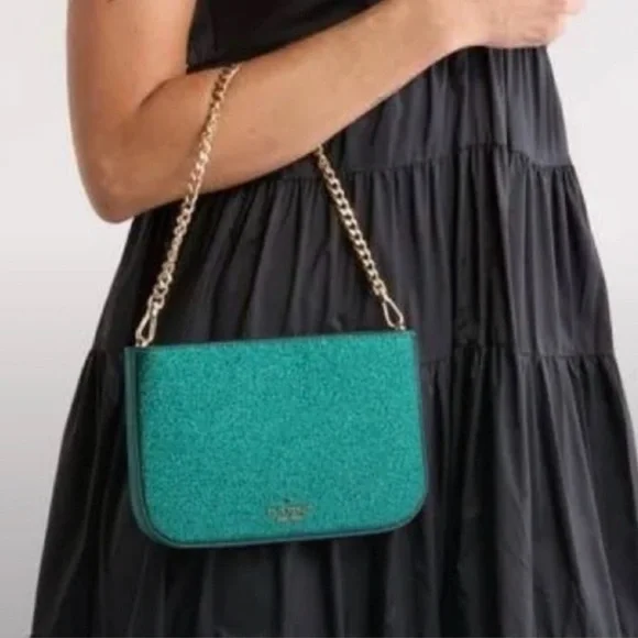 💥Kate Spade Green Glitter Crossbody and Cardholder Set 💥 - Picture 5 of 7